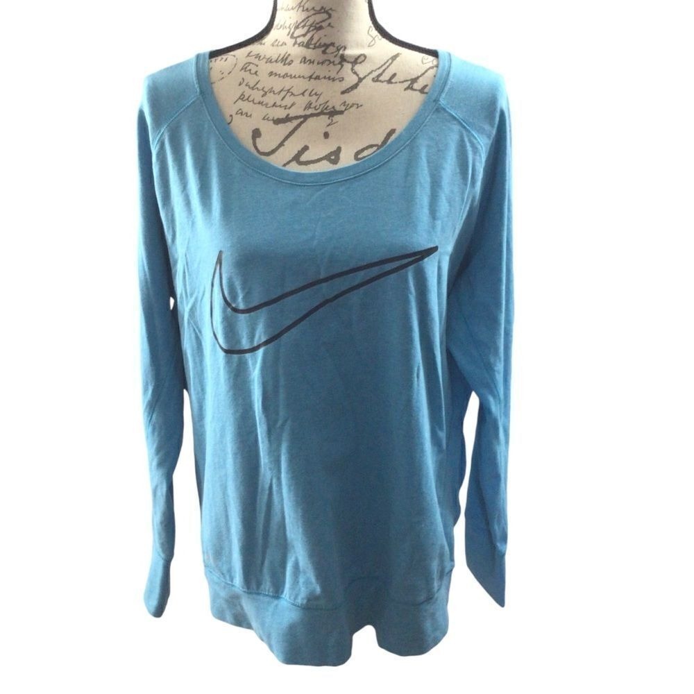 SALE Woman's Nike Blue‎ Crewneck Sweatshirt Cotton Polyester Blend Size Large